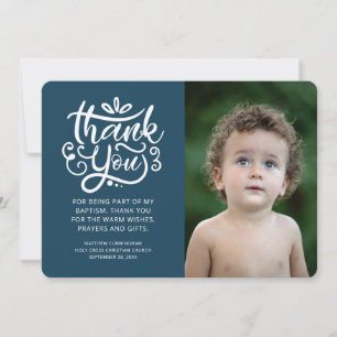 Cartão De Agradecimento Batismo Fotográfico Simples e Moderno Obrigado