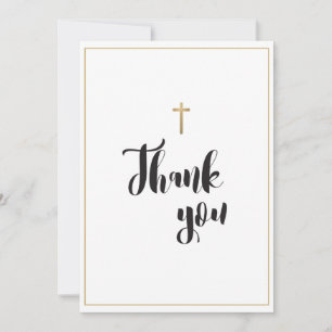 Cartão De Agradecimento Batismo Personalizado Dourado Elegante Simples