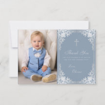 Batismo Poeira Azul Vintage Elegante Menino Foto