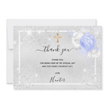 Batismo prateado brilho azul floral