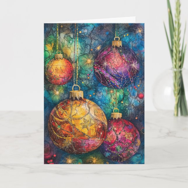 Cartão De Agradecimento Baubles de saudação natalícia (Frente)