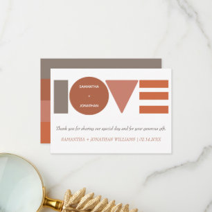 Cartão De Agradecimento Bauhaus Love Terracotta Striped Casamento de Nom