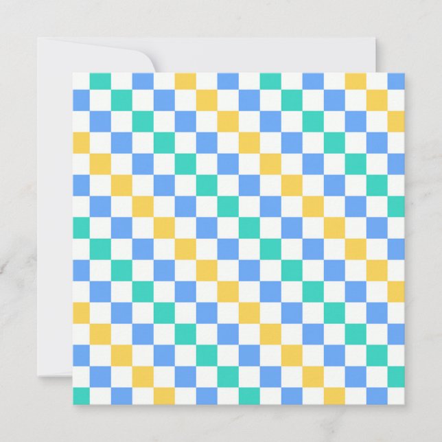 Cartão De Agradecimento Beach day diagonal checkerboard pattern (Frente)