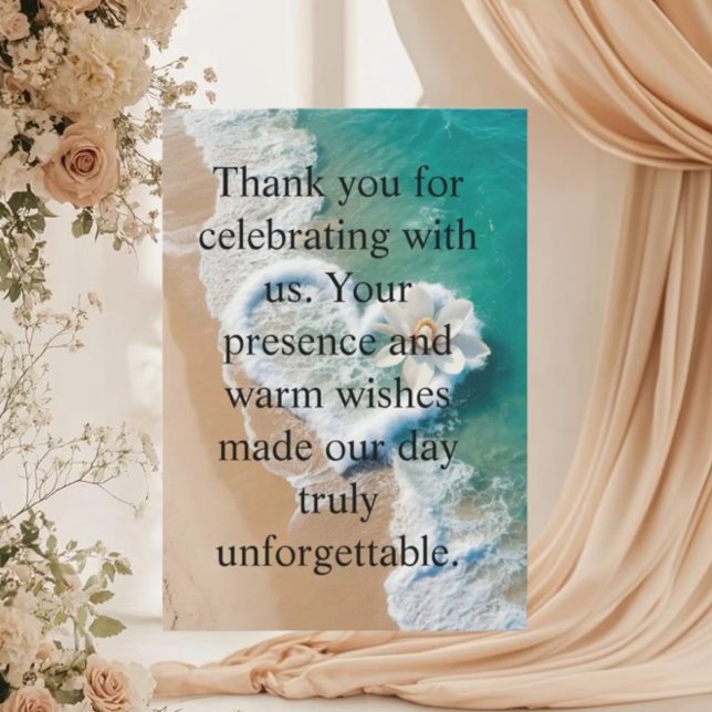 Cartão De Agradecimento Beach Wedding Monogram Hearts in the Sand Magnet T (Criador carregado)