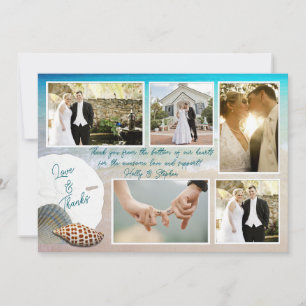 Cartão De Agradecimento Beach Wedding Photo Thank You Flat Cards