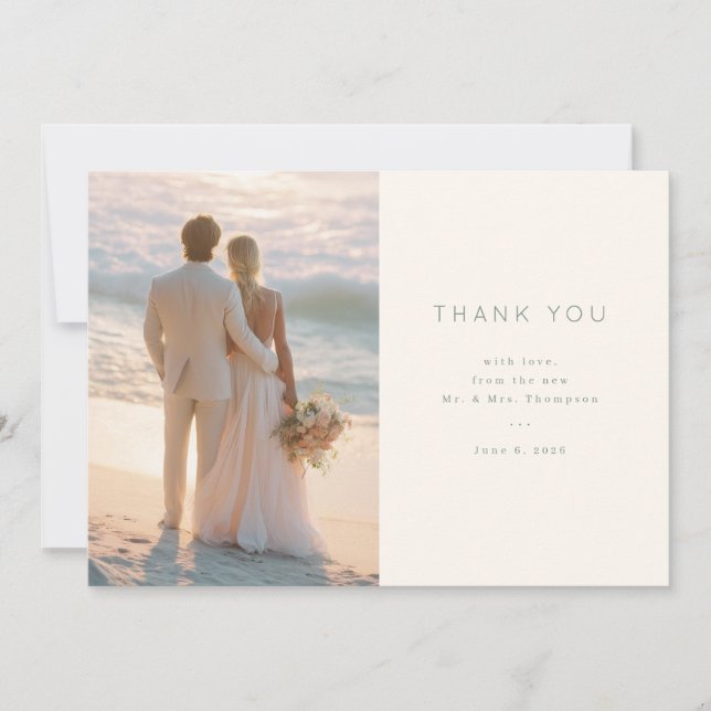 Cartão De Agradecimento Beachside Wedding Thank You Card (Frente)