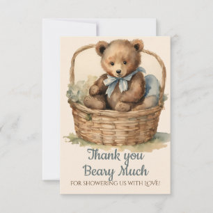 Cartão De Agradecimento Bear Bear Cub Boys Chá de fraldas Obrigado