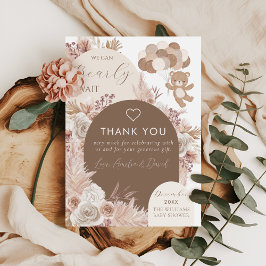 Cartão De Agradecimento Bearly Wait Neutral Boho Teddy Bear Thank You