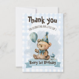 Cartão De Agradecimento Beary 1st Birthday Thank You Card