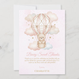 Cartão De Agradecimento Beary Sweet Balão de Ar Quente 1º Aniversário