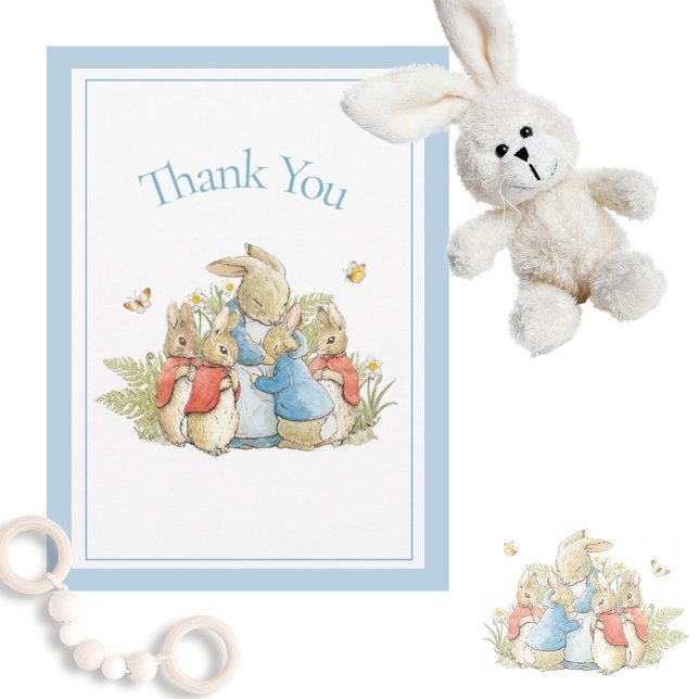Cartão De Agradecimento Beatrix Potter Blue Baby Boy Chá Obrigado (Criador carregado)