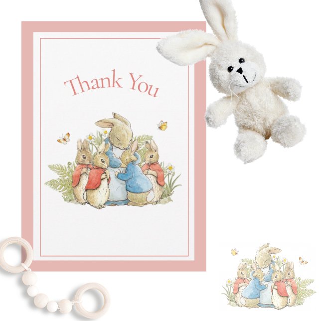 Cartão De Agradecimento Beatrix Potter Red Baby Boy Chá Obrigado (Criador carregado)