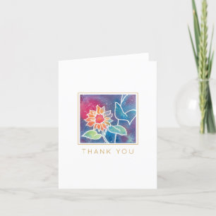 Cartão De Agradecimento Beautiful Sunflower Floral Watercolor