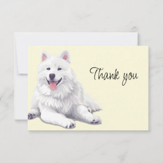 Cartão De Agradecimento Beautiful White Dog Samoyed or Eskimo Thank you
