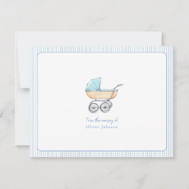 Cartão De Agradecimento Bebê-bebê Bela Azul-Rolante Flat Obrigado