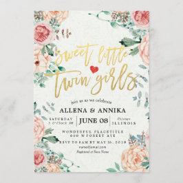 Cartão De Agradecimento Bebê Choreira Convida Pequenas Garotas Gêmeas Doce