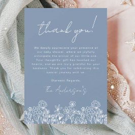 Cartão De Agradecimento Bebê de flor selvagem azul empoeirado em Chá de fr