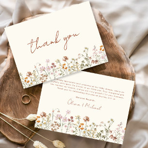 Cartão De Agradecimento Bebê de flor selvagem no Bloom Chá de fraldas Terr