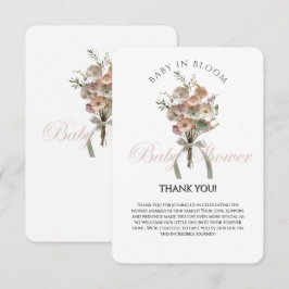 Cartão De Agradecimento Bebê de Flor Selvagem Preso no Chá de fraldas Bloo