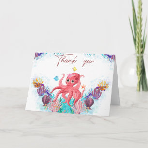 Cartão De Agradecimento Bebê do Mar do Oceano Cinto Octopus colorido