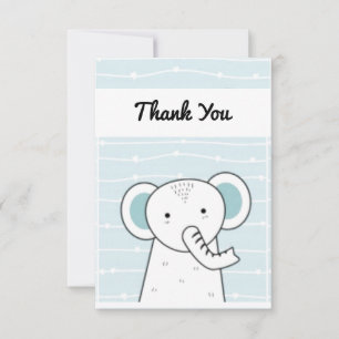 Cartão De Agradecimento Bebê Elefante Azul
