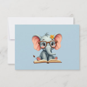 Cartão De Agradecimento Bebê Elefante Sábio