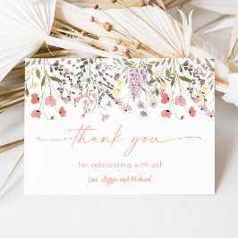 Cartão De Agradecimento Bebê Em Bloom Boho Chá de fraldas De Flor Selvagem