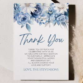 Cartão De Agradecimento Bebê Em Bloqueio Chá de fraldas Azul