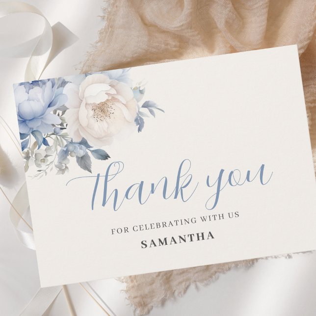 Cartão De Agradecimento Bebê Em Chá Azul De Blogue (Criador carregado)