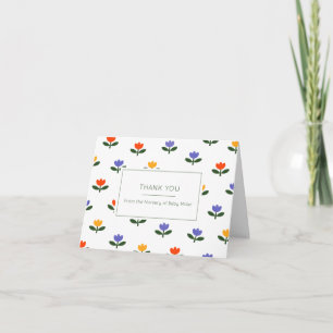Cartão De Agradecimento Bebê em Flor Desenho Ousado de Chás de Bebê