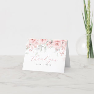 Cartão de Agradecimento Bebê em Flor Rosa Corado