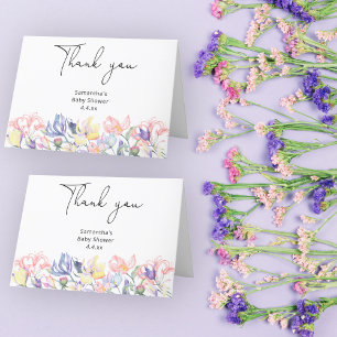 Cartão De Agradecimento Bebê em obrigado florescente você chá de fraldas
