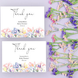 Cartão De Agradecimento Bebê em obrigado florescente você chá de fraldas