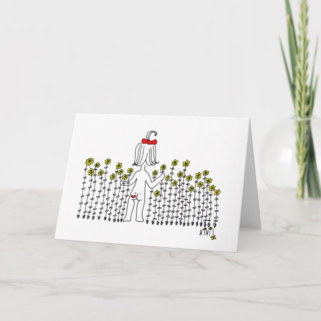 Cartão De Agradecimento Bebê em um campo de flores (Frente)