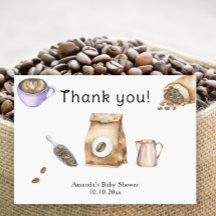 Bebê está preparando café Obrigado
