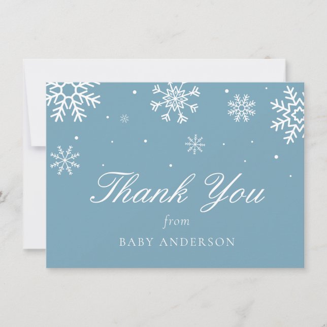 Cartão De Agradecimento Bebê Floco de Neve Está Frio Lá Fora Obrigado (Frente)