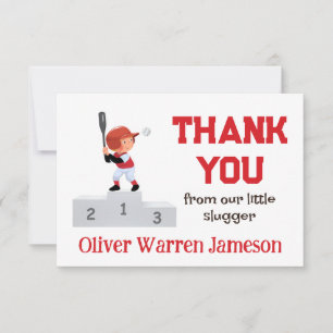 Cartão De Agradecimento Bebê Garoto 1rua coloca beisebol de Bateria