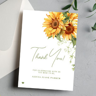 Cartão De Agradecimento Bebê girassol em flor elegante chá de bebê 