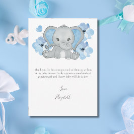 Cartão De Agradecimento Bebê Menino Flor Balão Elefante Azul Chuvade Bebê 