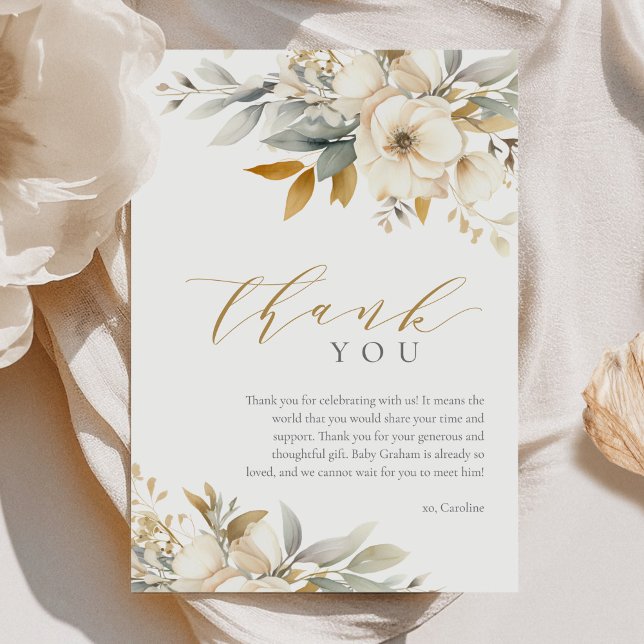 Cartão De Agradecimento Bebê Neutro Elegante Em Chá de fraldas De Sangue (Criador carregado)