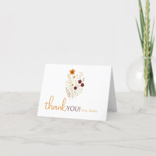 Cartão De Agradecimento Bebê no Bloom Autumn Wildflower Chá de fraldas