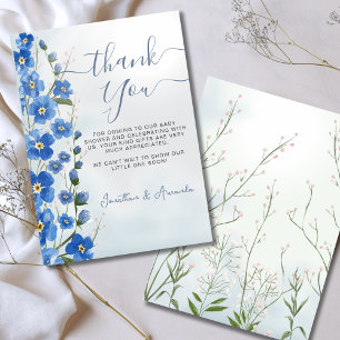 Cartão De Agradecimento Bebê no Bloom Boy Blue Floral Chá