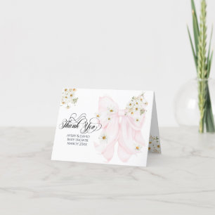 Cartão De Agradecimento Bebê no Bloom Daisy Pink Arco Chá de fraldas Rapar