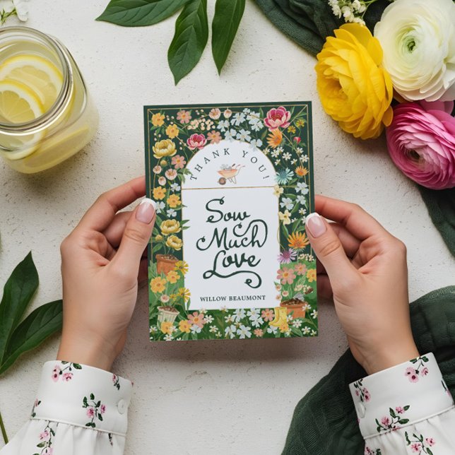 Cartão De Agradecimento Bebê no Bloom Floral Garden Chá de fraldas (Baby in Bloom Floral Garden Greenhouse Baby Shower Thank You Card)