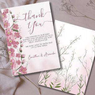 Cartão De Agradecimento Bebê no Bloom Girl Pink Floral Chá