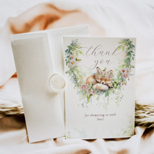 Cartão De Agradecimento Bebê no Bloomland Woodland Floral Baby Chá