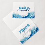 Cartão De Agradecimento Bebê no Chá de fraldas Conselho, Surf<br><div class="desc">Expresse sua gratidão com nosso Cartões de agradecimentos de bebê Surf do "Bebê no Conselho"! Perfeito para um chá de fraldas de praia de verão, este cartão é uma maneira deliciosa de obrigado para os convidados por seus presentes pensativos e desejos de felicidade. Com seu tema de praia e design,...</div>
