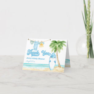 Cartão De Agradecimento Bebê no Conselho Surfing Boy Chá de fraldas