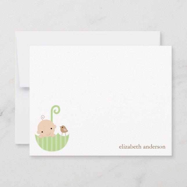 Cartão De Agradecimento Bebê no Guarda-chuvas Personalizado Flat Obrigado  (Frente)