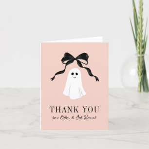 Cartão De Agradecimento Bebê Rosa Boo Fantasma Halloween Obrigado